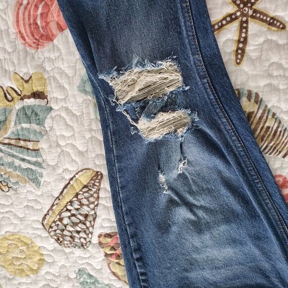 Abercrombie & Fitch Curve Love The Skinny High Rise Jeans Raw Hem Size 24S Dark - Picture 9 of 16